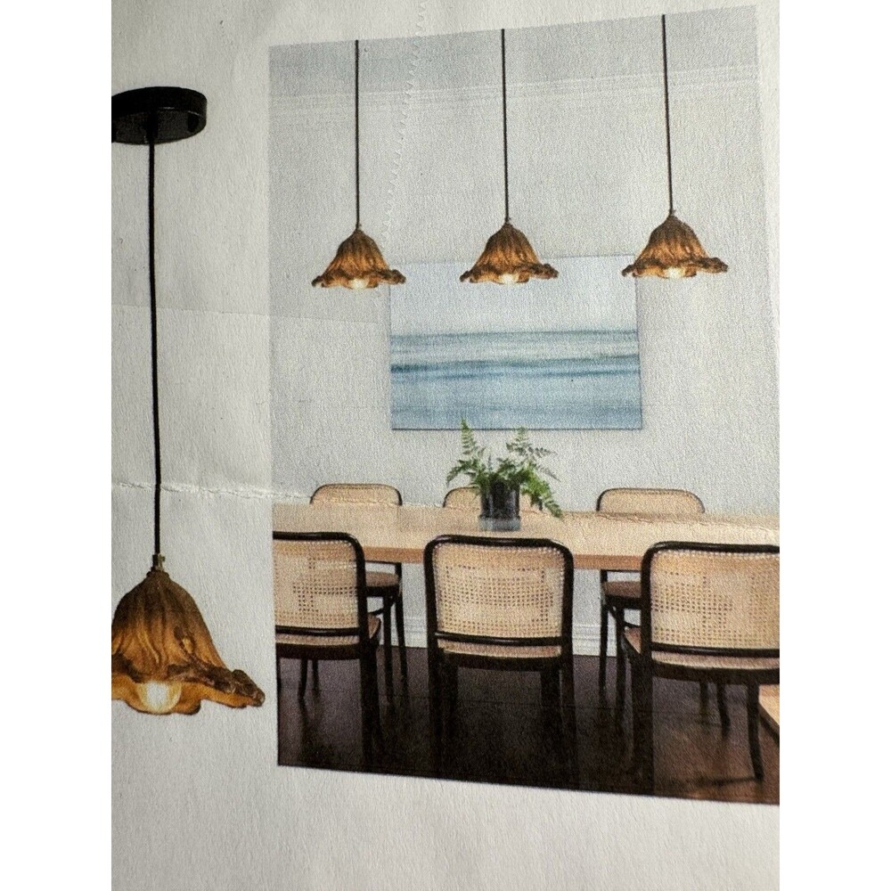Brown Pendant Light 8.3” Small Rustic Light Fixture In Wabi-Sabi Japanese Style